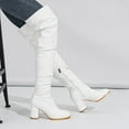 thumbnail image 2 of WEAIXIMIUNG Bottes en Caoutchouc Femmes Bottes pour Femmes à Bout Rond Bottes en Cuir à la Mode pour l'Automne et l'Hiver Mode Polyvalentes Bottes Longueur Genou, 2 of 9