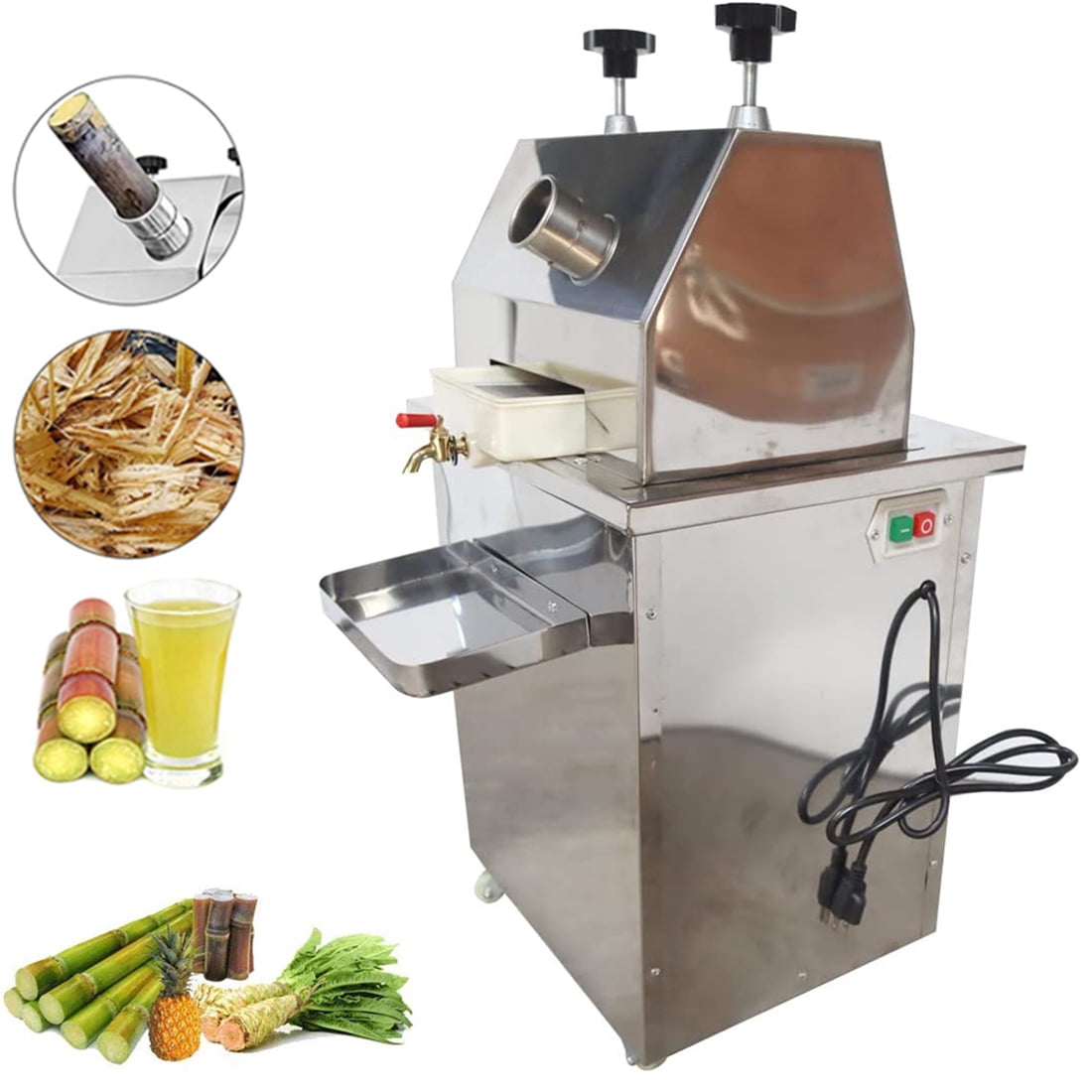PreAsion Vertical Electric Sugar Cane Juicer Juice Press Extractor Silver 3 Roller