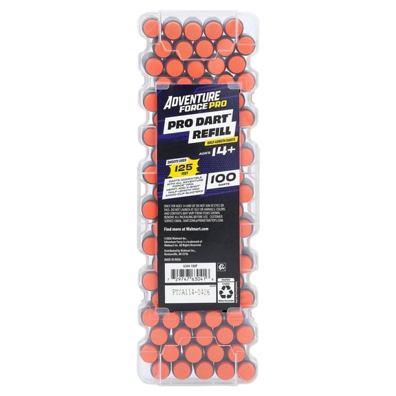 Adventure Force Tactical Strike 100 Half-Length Pro Foam Dart Blaster Refill, Shoots over 125 ft, Compatible with Most Pro Blasters, 14