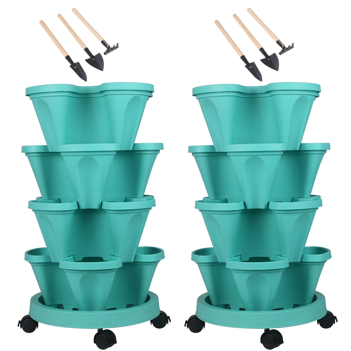 Stackable Planter with Wheels and Tools, Tower Garden Planters, Indoor