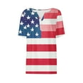 thumbnail image 5 of 4th Of July American Flag T-Shirt For Women USA Independence Day Patriotic Outfits For Women Summer Plus Size Short Sleeve V-Neck Printed Casual Loose Tops Blouse With Button S-3XL, 5 of 5