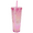 Hot Pink Sunray, variant on Mainstays 26-Ounce Capacity Plastic Double Wall Insulated Iridescent Textured Tumbler with Straw, Black