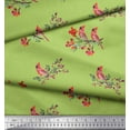 thumbnail image 3 of Soimoi Green Cotton Duck Fabric Red Berries & Bulbul Bird Decor Fabric Printed Yard 42 Inch Wide, 3 of 3