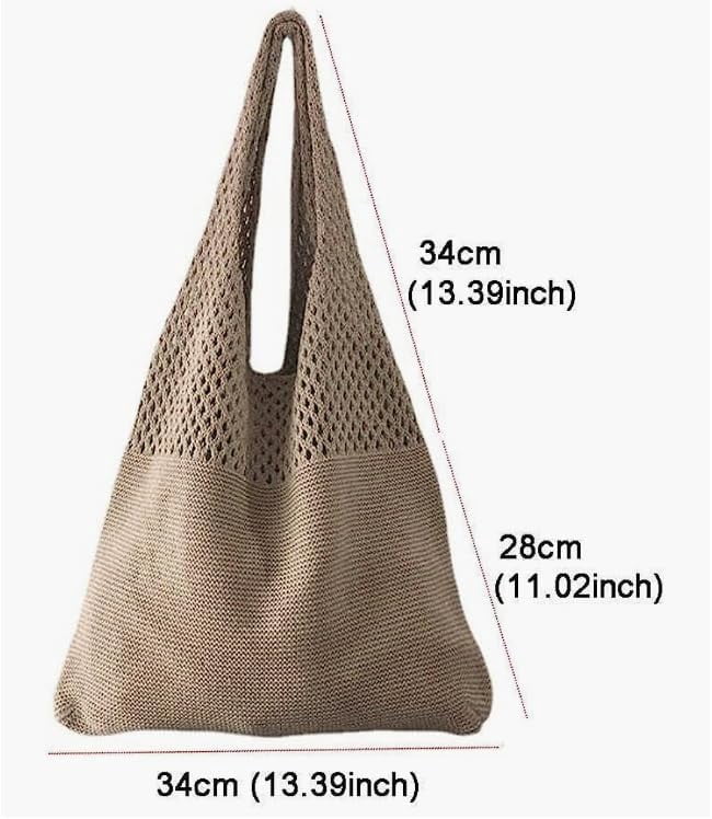 Kukuzhu Crochet Tote Bag Fairycore Hobo Bag Women's Pack Summer Beach Bag Big Purses Casual Hollow Woven Shoulder Bags