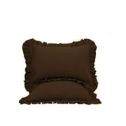 The Great American Store Premium Collections 2PC Ruffle Pillowshams (Euro 22 x 22, Chocolate) 1800 Series Microfiber Wrinkle & Stain Resistant