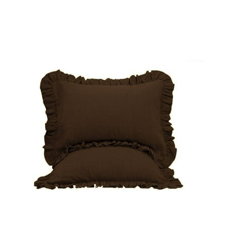 The Great American Store Premium Collections 2PC Ruffle Pillowshams (Euro 26 x 26, Chocolate) 1800 Series Microfiber Wrinkle & Stain Resistant