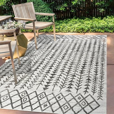 JONATHAN Y SMB132D-3 Tokay Bohemian Geometric Ivory/Black 3 ft. x 5 ft. Indoor/Outdoor Area Rug, Contemporary, Pet Friendly, Stain Resistant, Easy to Clean, for Patio, Living Room; Kitchen, Bedroom