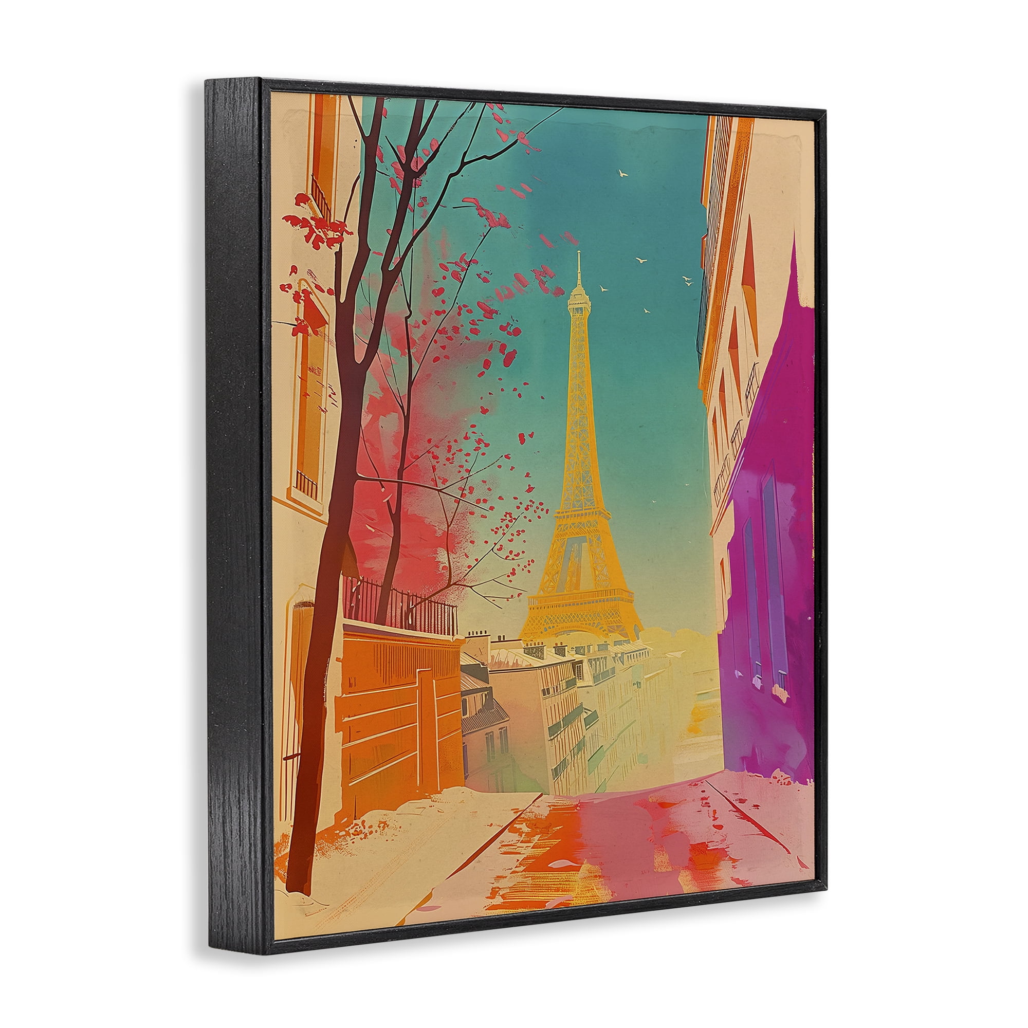 Stupell Industries Abstract French View Town & City Painting Black Framed Art Print Wall Art, 11 x 14