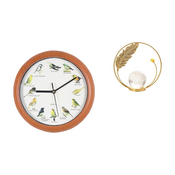 Reloj de pared,Reloj de pared con pájaro cantor Relojes de pared con pájaros,Relojes de pájaros con sonido Reloj decorativo que canta,Estatua de bola de cristal,Estatuas de bolas de cristal