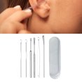thumbnail image 5 of Juego de cucharas para cerumen, 6 piezas Juego de cucharas para cerumen de acero inoxidable para evitar resbalones Herramientas de eliminación de cera para oídos de fácil limpieza(#1), 5 of 5
