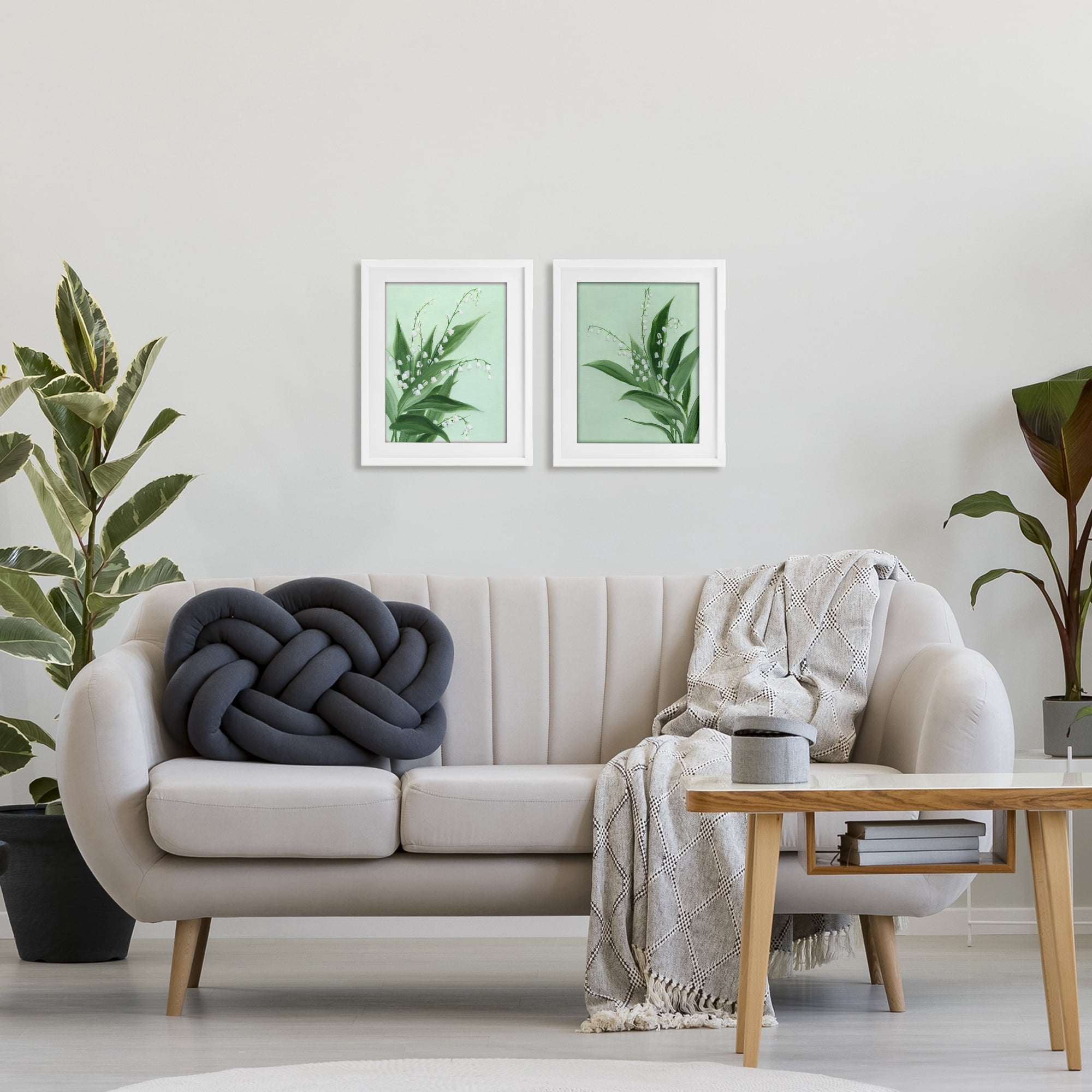 Stupell Industries Blooming Lily of Valley 2 Piece White Framed Print Under Glass Set, design by Grace Popp