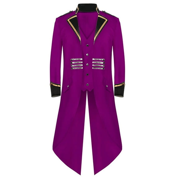 ZQUUVOU Men's Steampunk Frock Blazer Coat Gentleman Medieval Jacket Tailcoat Embroidery Vintage Gothic Steampunk Tuxedo Outwear Clothes Green