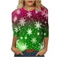 thumbnail image 2 of UPPADA Womens Merry Christmas 3/4 Sleeve Shirt Christmas Tree Print Blouses Great Gifts Winter Holiday Top Christmas Matching Outfit Pink,XL, 2 of 5