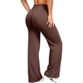 thumbnail image 2 of Womens Yoga Pants High Waist Lifting Stretchy Breathable Solid Print Gym Pants for Sporty Wear Coffee M, 2 of 3