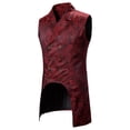 thumbnail image 2 of SWSMCLT Men's Steampunk Vest Outfit Tuxedo Brocade Waistcoat Gothic Western Sleeveless Red Small, 2 of 5