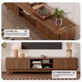 thumbnail image 5 of 59" TV Stand for Living Room, Mid Century Modern Entertainment Center for 55/60/65 Inch TV, Media Console with Fluted Sliding Doors and Sturdy Box Frame Leg, Walnut, 5 of 8