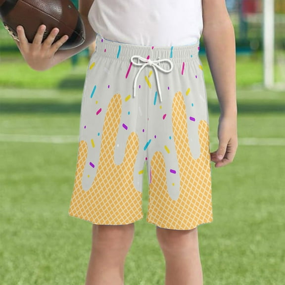 Ice Cream Boy Baseball Shorts Waffle Or Cone Quick Dry Shorts Kids Ice Cream Drip Track Short Pants D 110