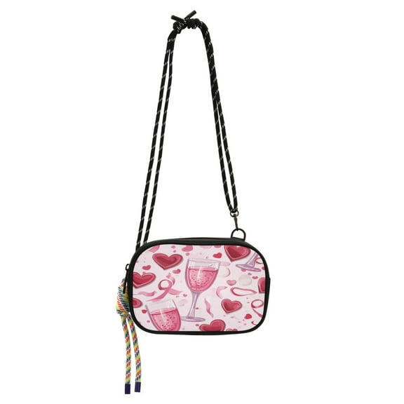 Stylish Crossbody Phone Bag Purse Handbags Adjustable Strap, Compact Design for Essentials Red Heart-shaped Bubbles