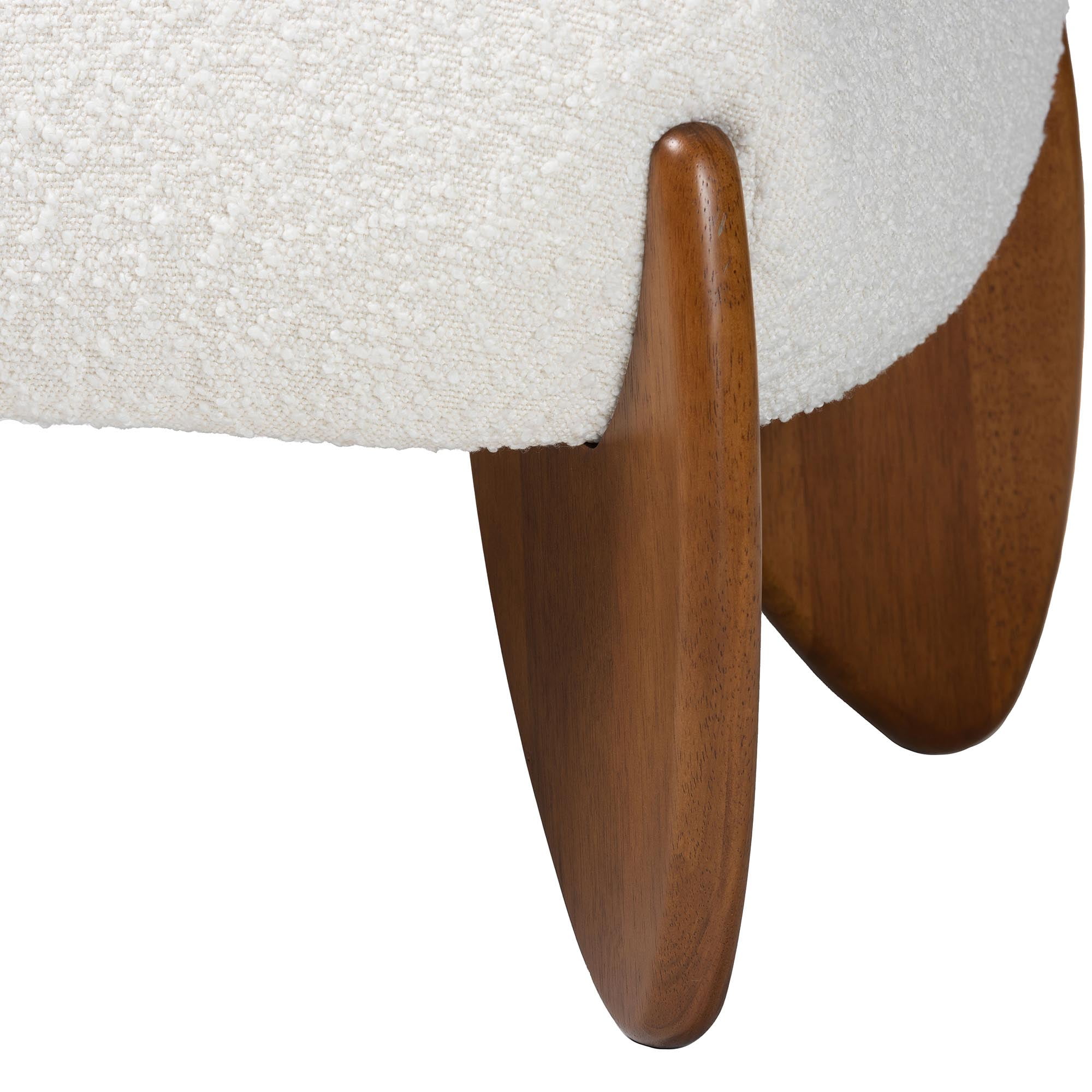 Baxton Studio Vinicio Mid-Century Bench, Cream