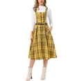 thumbnail image 2 of INSPIRE CHIC Plaid Overall Dress for Women's Vintage Sleeveless A-Line Pinafore Dress XL Yellow, 2 of 6