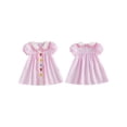 thumbnail image 2 of BemeyourBBs Toddler Baby Girl Crawfish Dress Outfit Cute Lobster Embroidered Plaid Gingham Bubble Dress Short Sleeve Doll Collar Princess Dress Summer Clothes Party Casual Dress, 2 of 9