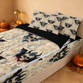 thumbnail image 3 of Homewish Halloween Baroque Devil Skull Zipper Twin Comforter Sets with Fitted Sheet and 2 Pillowcases, Dark Floral Blood Drip Zipper Bedding Set, Beige Gray Red, Black Reversible, 3 of 7