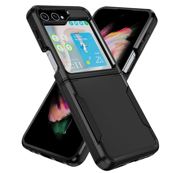 [PST] Samsung Galaxy Z Flip 5 Hard Case, Dual Layers Heavy Duty Rubber Armor Bumper Hard Case Cover