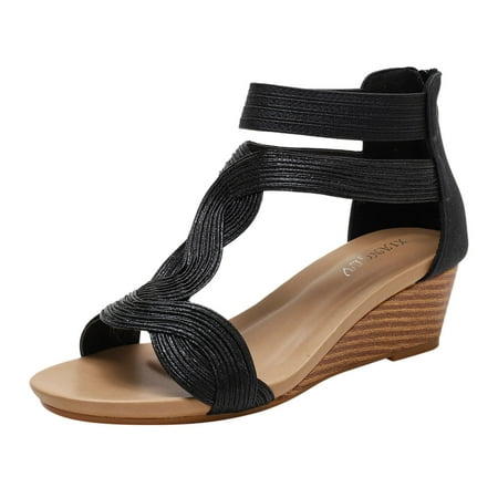 

zuwimk Platform Sandals Women Women s Cushion Spring Bloom Slide Sandal Black
