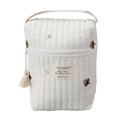 thumbnail image 1 of Cotton diaper bag with embroidered and quilted pattern, cute zippered bag for stroller, bottle, wipes, pacifier, pine cone, 1 of 4