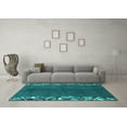 thumbnail image 3 of Ahgly Company Indoor Square Abstract Turquoise Blue Modern Area Rugs, 7' Square, 3 of 4