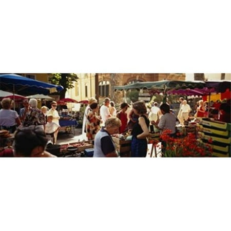 Panoramic Images PPI76339L Group of people in a street market  Ceret  France Poster Print by Panoramic Images - 36 x