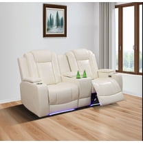 White Breathing Leather Living Room Loveseat