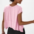 thumbnail image 4 of Blouse à Manches Courtes à Col Rond pour Femmes, Haut Décontracté Uni en Tissu Polyester, Coupe Régulière, Lavable à la Machine, pour le Quotidien et les Fêtes, 4 of 8
