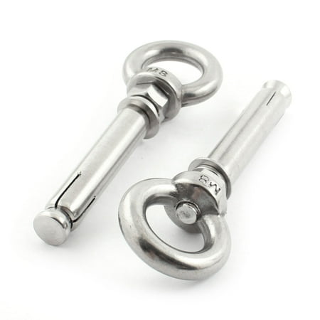 Unique Bargains 2 Pieces 8mm Thread 12mm Dill Hole Wire Rope Raw Style Shield Anchor Eye Bolts