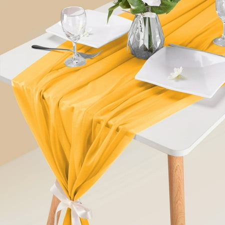 

Home Decor 10Ft Chiffon Table Runner 29X120 Inches Dusty Blue Table Runner for Wedding Baby Girl Bridal Shower Decorations