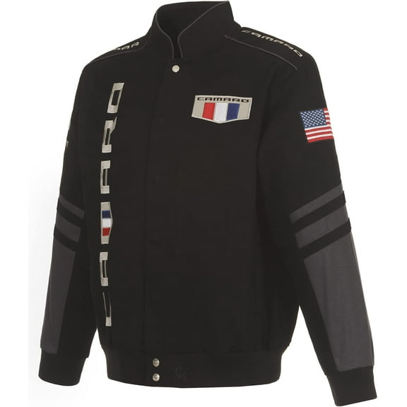 JH Design Men's Chevy Camaro Jacket an Embroidered Classic Twill Coat