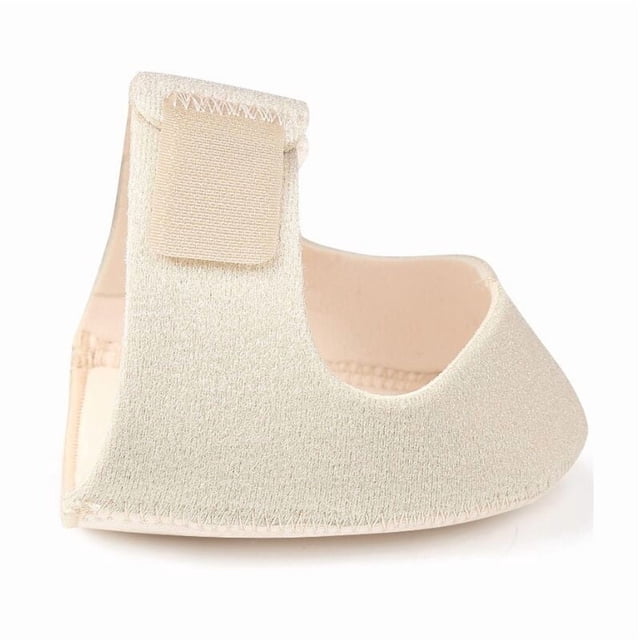 4-pack beige L-shaped heel protectors with hook and loop, heel socks, gel heel protectors, shock absorption and foot fatigue relief for men and women