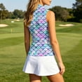 thumbnail image 2 of Womens Polo Collared Golf Shirt Women 80s 90s Vintage Print Sleeveless Golf Shirt Tops Breathable Sports Tank Tops for Tennis Golf (Blue L), 2 of 5