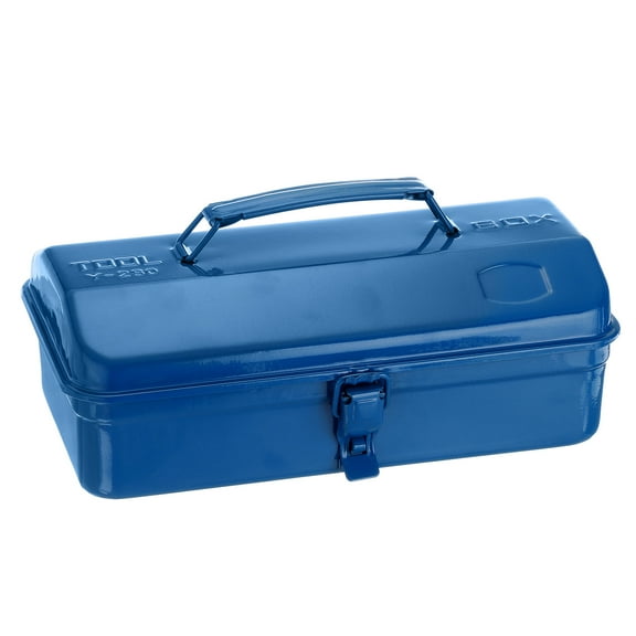 Uxcell 11.4" Portable Steel Tool Box Hip Roof Style with Metal Latch Closure Tool Chest for Household Workshop, Blue