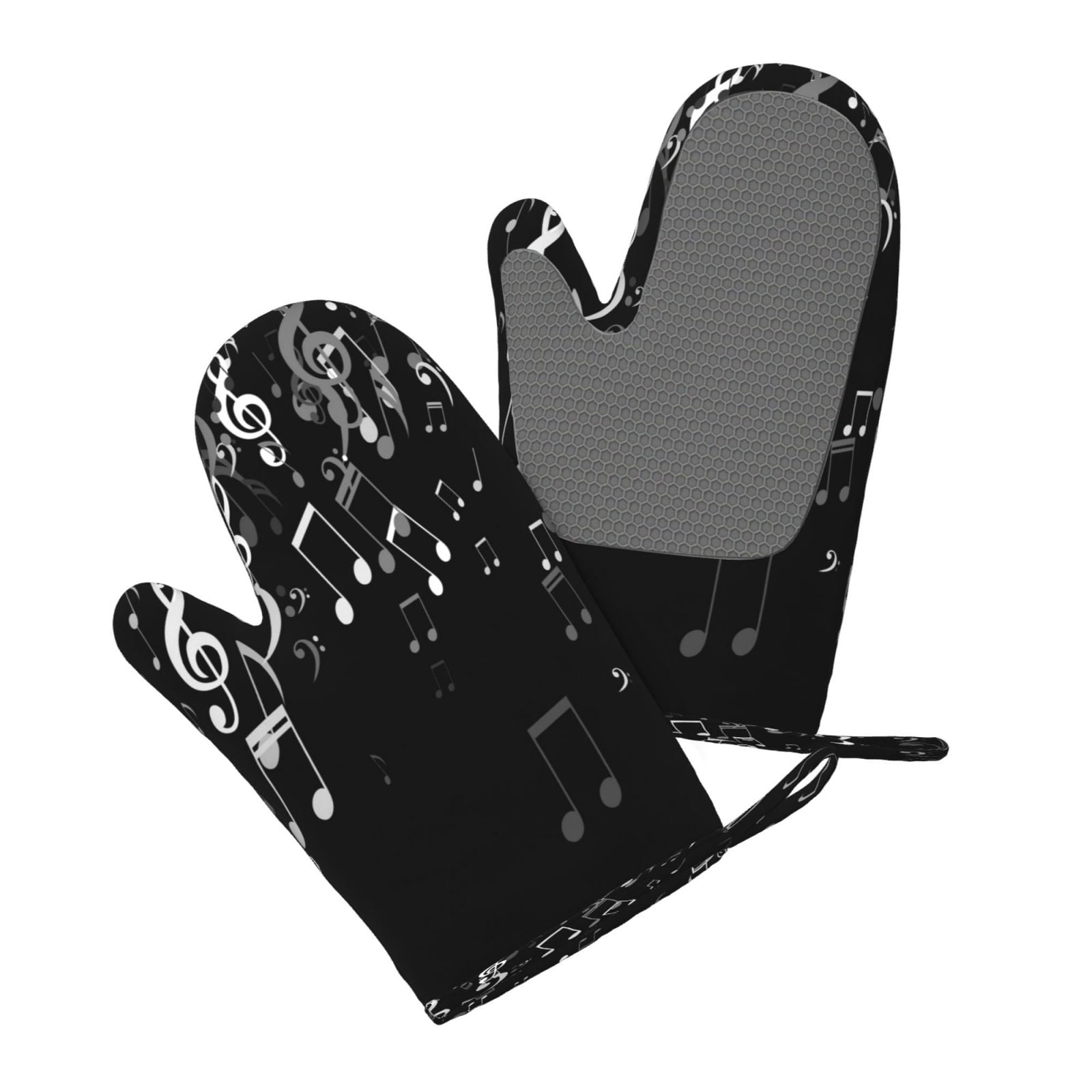 Hirioo Falling Musical for Silicone Oven Mitts for BBQ, Baking, Cooking, Set of 2, Heat Resistant 260℃, Non-Slip Kitchen Essentials