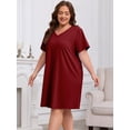 thumbnail image 4 of FEREMO Womens Plus Size 100% Cotton Short Sleeve V Neck Nightgown Ladies Sleepwear, 4 of 9