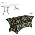 thumbnail image 4 of TSOVTHRID Christmas Tree Candy Cane Print Tablecloth 6FT Tight Fitted Wrinkle Resistant Table Cloth Stretch Rectangular Patio Table Cover for Event, Banquet，Parties Christmas Decor, 4 of 7