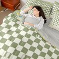thumbnail image 4 of Manfei Modern Plaid 7pcs Queen Bedding,Glossy Drip Bedding Comforter Set Queen,Green Beige White,Light Gray Reversible, 4 of 7