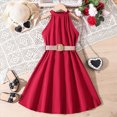 thumbnail image 2 of NIEWTR Robe Fille Sans Manches Évasée Enfants Tout-Petits Petite Grande Fille Vichy Décontractée Col Rond Robes(Rouge,8-9 Ans), 2 of 7