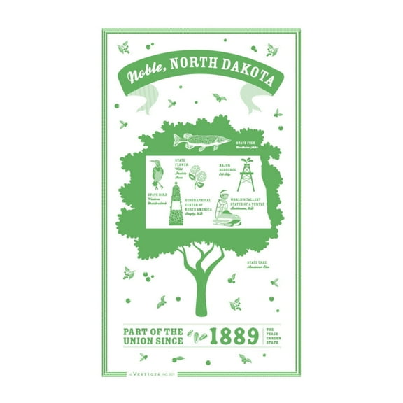 Vestiges North Dakota State Souvenir Tea Towel 21.5" x 32" Eco-Friendly