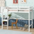 thumbnail image 3 of Euroco Twin Loft Bed with Built-in Desk and Shelves for Kids Teens Bedroom, White, 3 of 18