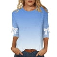 thumbnail image 2 of Ounisa Hauts Dégradés pour Femmes Manches 3/4 Nœud Imprimé Vêtements Raglan Col Rond Chandail Chemises Amples P-5TG, 2 of 6