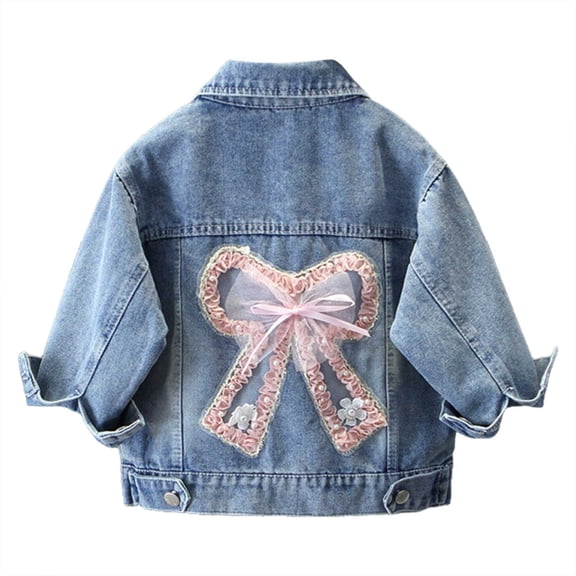 WNVMWI Little Girls Washed Jean Jacket Kids Long Sleeve Denim Jackets with Front Button Childrens Fashion Coat 10-13 Years Pink