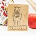thumbnail image 1 of Bear with Ruler Art Rubber Stamp, Laser Engraved Craft Stamp on Wood Mounted Block, Size 1-3/4” x 1-3/4”, Made in USA, 1 of 7