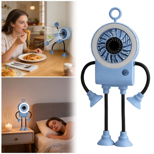 BotaniNest Desktop Fan Personal Desktop Fan With Strong Airflow And Rechargeable Battery Fan With Flexible And Bendable 4 Leg Structure And Silicone Suction Cup For Bedroom Home
